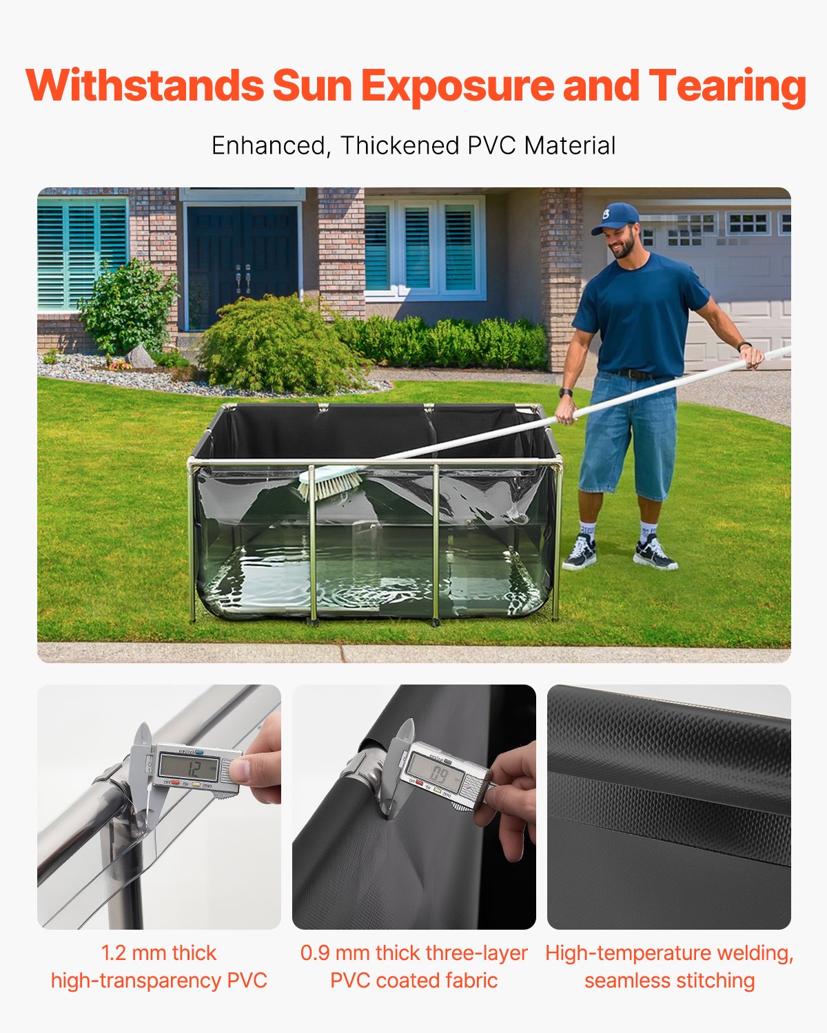Canvas Fish Pond Above Ground Koi Tank 270 Gal With Clear Viewing Panel — imagen 2