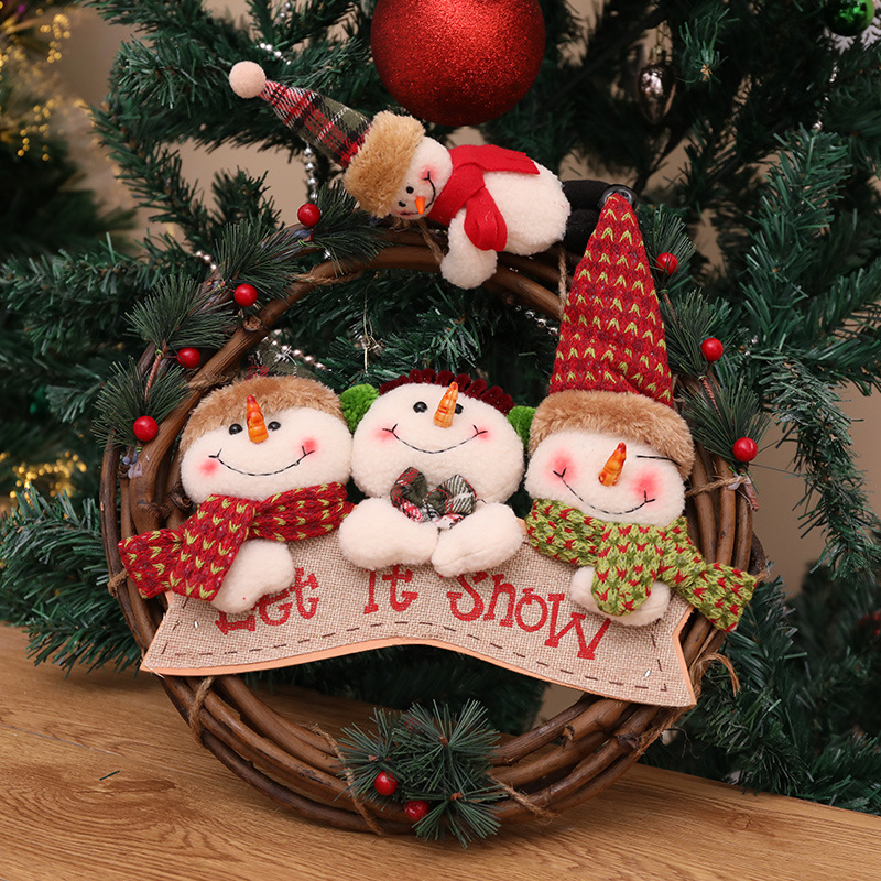 Christmas Vine Wreath Decoration Snowman Elderly Elk Vine Circle Pendant Scene Decoration Supplies — image 7