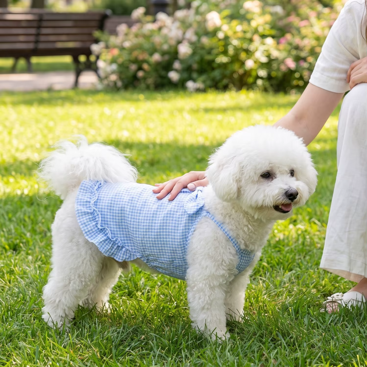 Ropa de verano para perros pequeños: camiseta de tirantes con volantes y rayas, chaqueta transpirable para cachorros, ropa de perro dulce y frillada — imagen 5