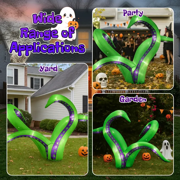 2 Pack Halloween Inflatable Octopus Tentacles Outdoor Decorations, Blow Up Hanging Decoration With Built-in LED Lights, Striking Window Decor For Halloween Party Outdoor Yard Garden Lawn — imagen 8