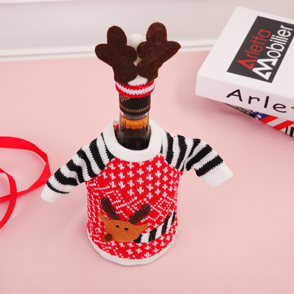 Conjunto de Botellas de Vino Tinto Rojo y Champán para Navidad — imagen 2
