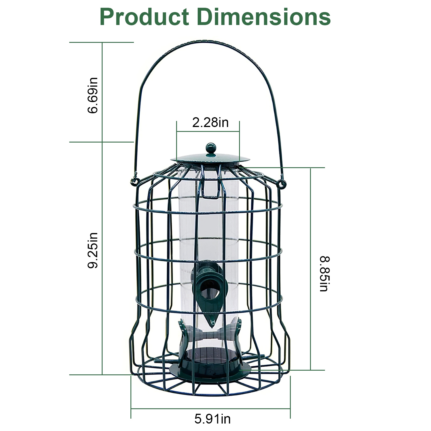 Comedor de Pájaros Silvestres al Aire Libre - Prueba de Ardillas, Muestras de Mordedura - Estructura Metálica Colgante con 4 Puertas de Alimentación para Aves Pequeñas — imagen 7