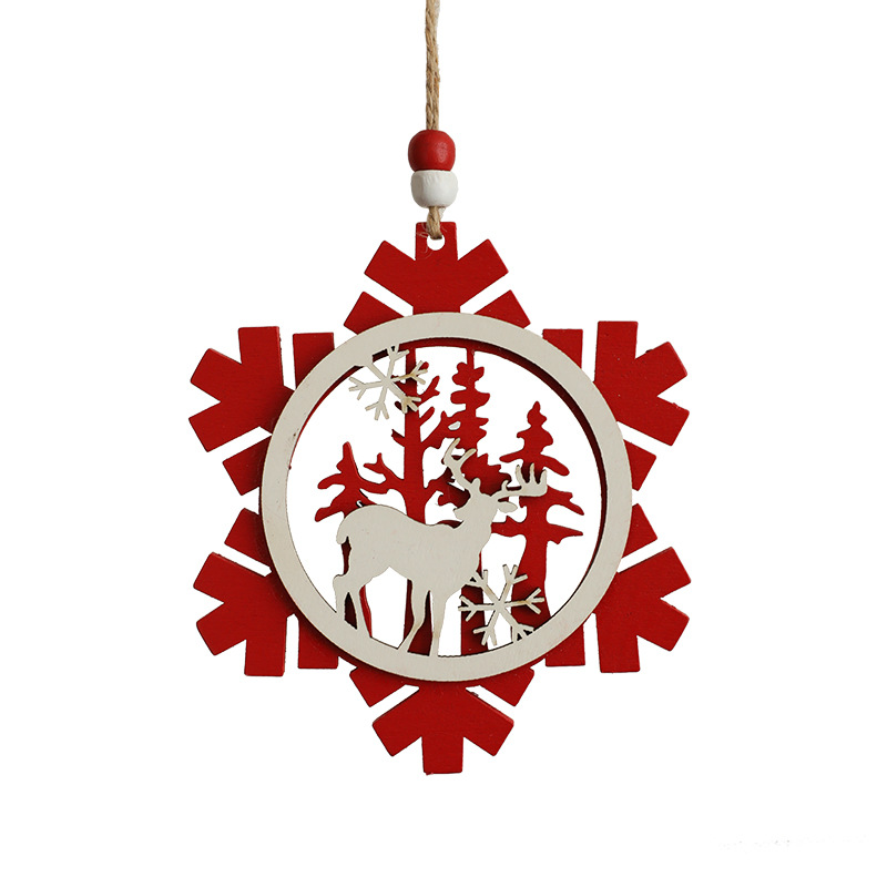 Christmas tree decorations, wooden creative pendants, reindeer houses, snowflakes, Christmas decorations, pendants — image 5
