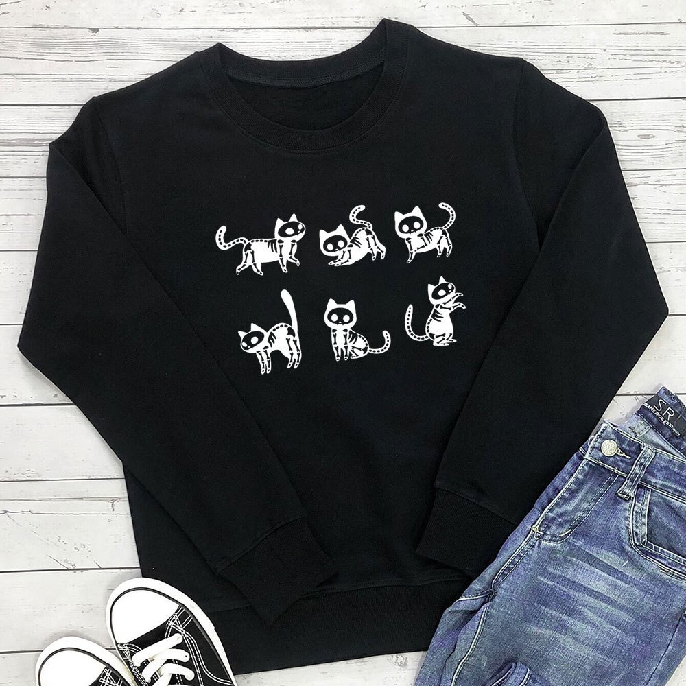 Skeleton Cat Printed Hoodie — image 5