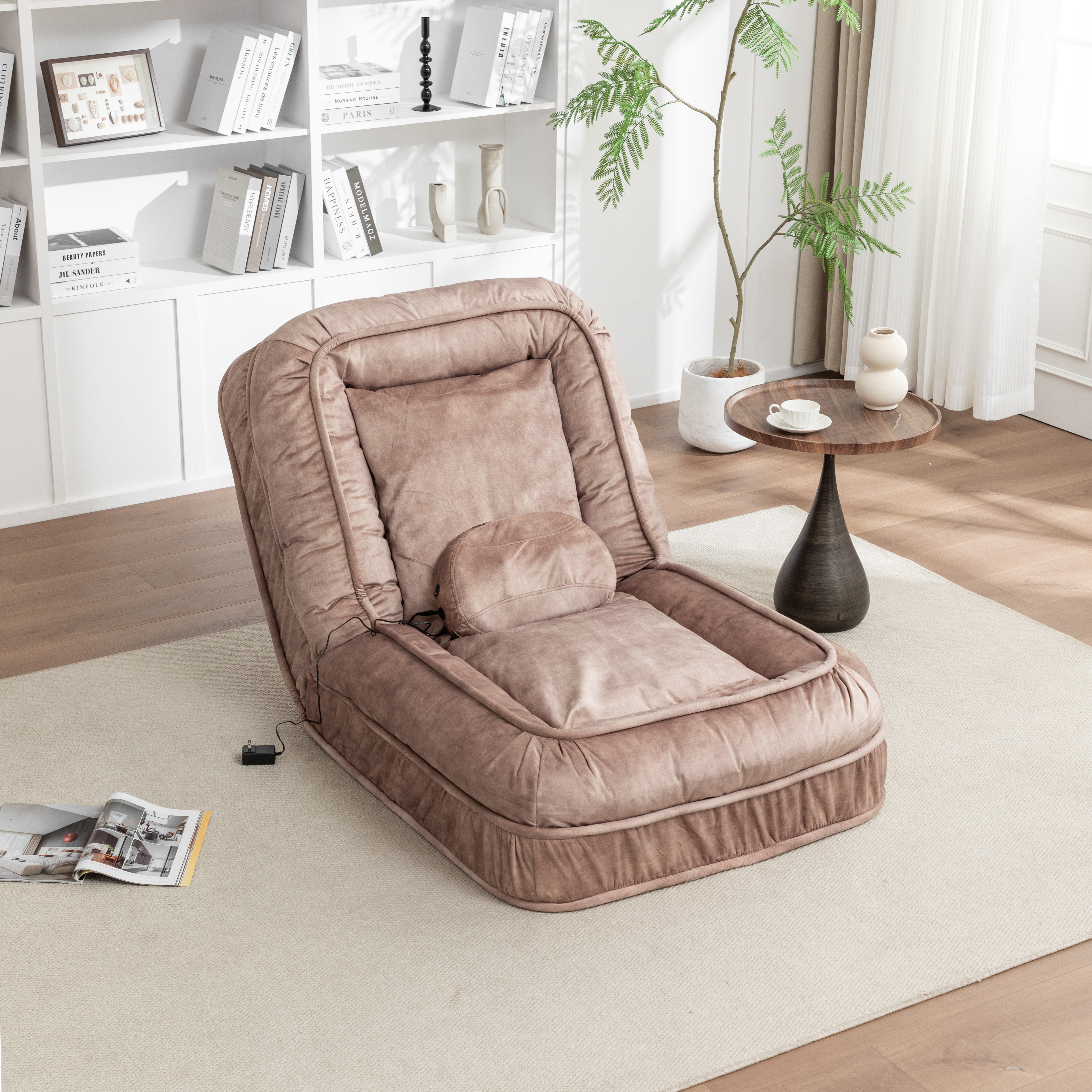 Upholstered Human Dog Bed for Adult & Pets, with 5 Adjustable Position & Massage Pillow, Bean Bag floor sofa with 2 Soft Pillows — image 12