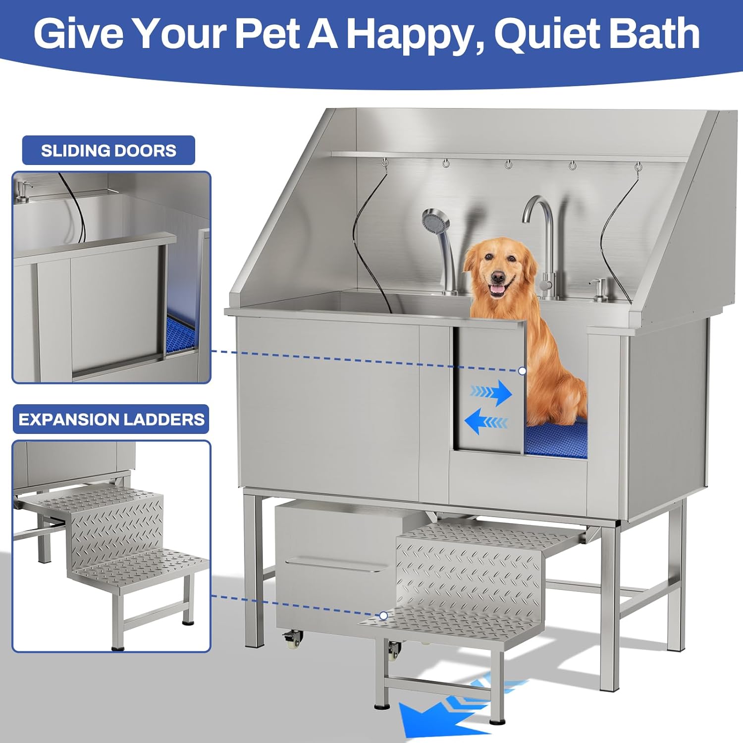 50inStainless Steel Dog Washing Station — imagen 3