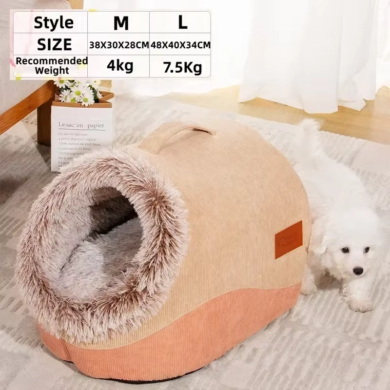 Pet House for Small Dog Cat Bed House Portable Enclosed Plush Pet Kitten Nest Winter Warm Soft Pet Cave Kennel Deep Sleep Sofa — image 6