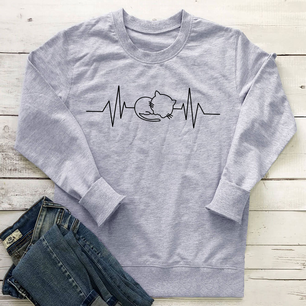 Cat ECG printed hoodie — image 5