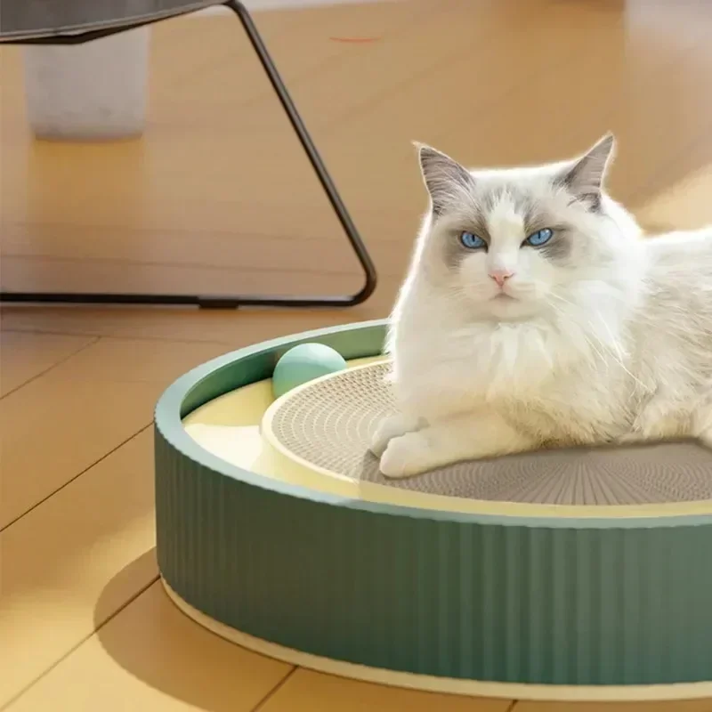 Multi Function Round Cat Scratching Board with Ball Toy Cat Scratcher Funny Sharpen Nails Scraper Can Replace Nest for Cats — image 5