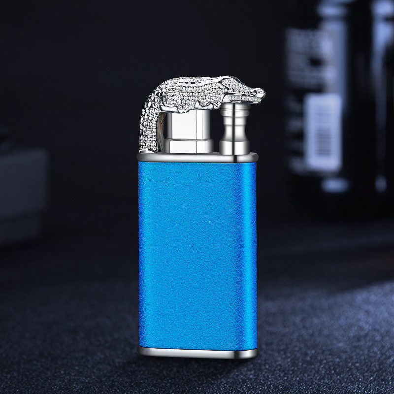 Creative Blue Flame Lighter Dolphin Dragon Tiger Double Fire Metal Winproof Lighter Inflatable Lighter — image 41