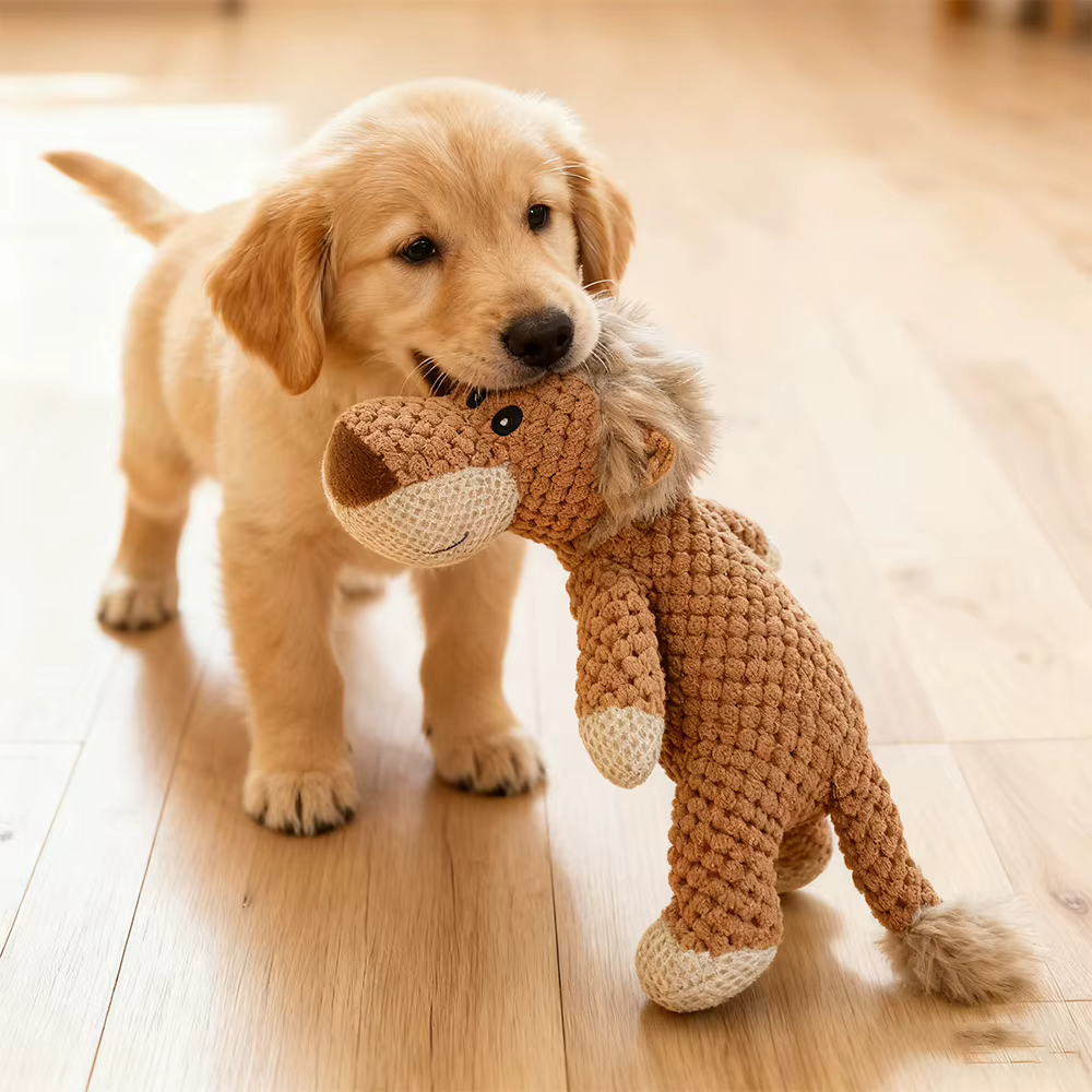Large Dog Plush Toy Squeak Fleece Durable Chewable Cute Soft Molar Chew for Teething Small Dogs Pet Cartoon Puppy Chew Squeak — image 2