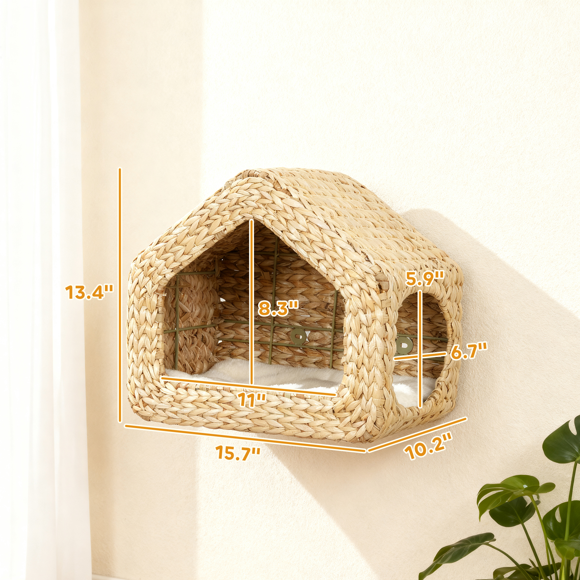Casa de Gato Suspendida, Mobiliario de Pared para Gatos con Almohada Limpiable Natural — imagen 2