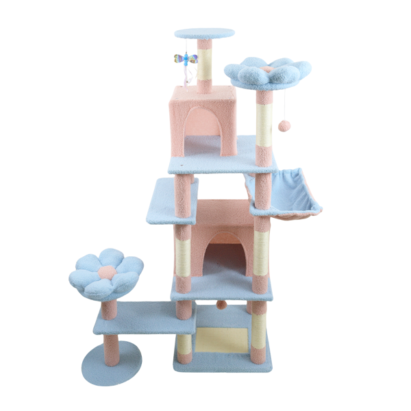 Árbol para Gatos con Flor Grande y Condominio Removible Cubre de Flor y Hamaca Azul — imagen 4