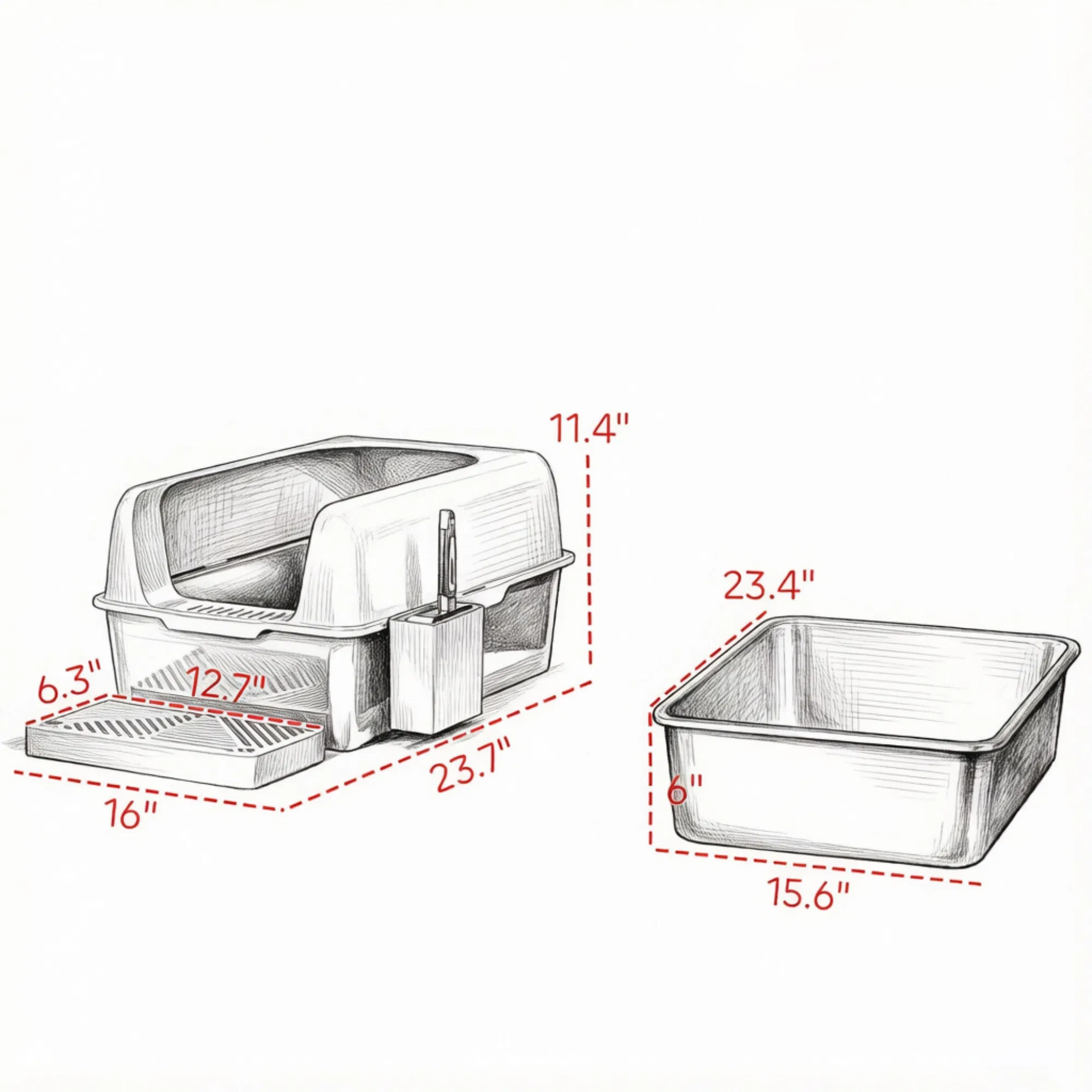 Light Gray 2 Pack High Sided Stainless Steel Litter Box Anti-Urine Leakage for Multi-Cat Households — image 6