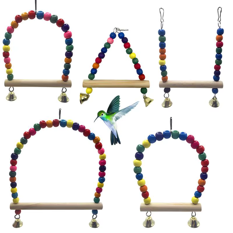 Columpio de pájaro colorido, escalera de nube, estación de escalada, palo de columpio, juguetes para masticar, juguetes de escalada para pájaros, accesorios para jaula de pájaros — imagen 1