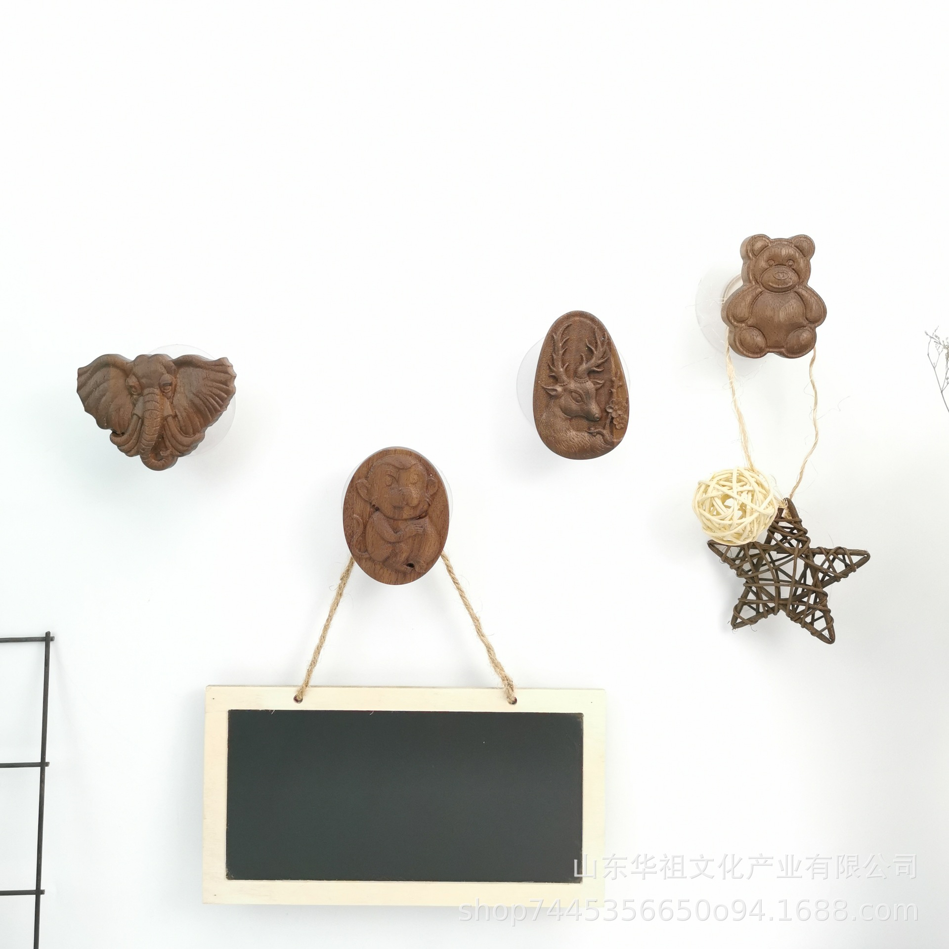 Ganchos de madera estilo Nordic Ins, creativo, colgante decorativo de pared, soporte de cabeza de animal único, soporte de llaves — imagen 1