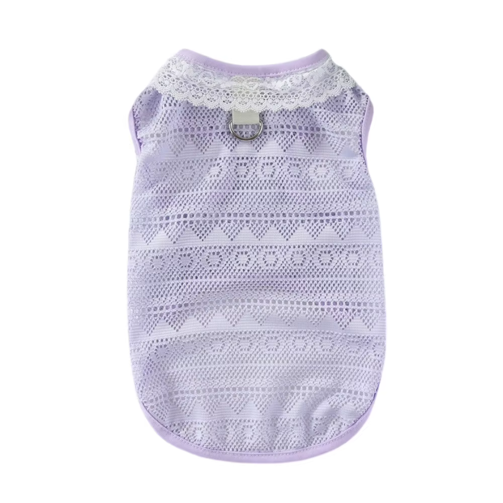 3 Colors Lace-edged Pet Tank Top Cooling Mesh Clothes Anti-shedding Apparel For Dogs And Cats — image 3