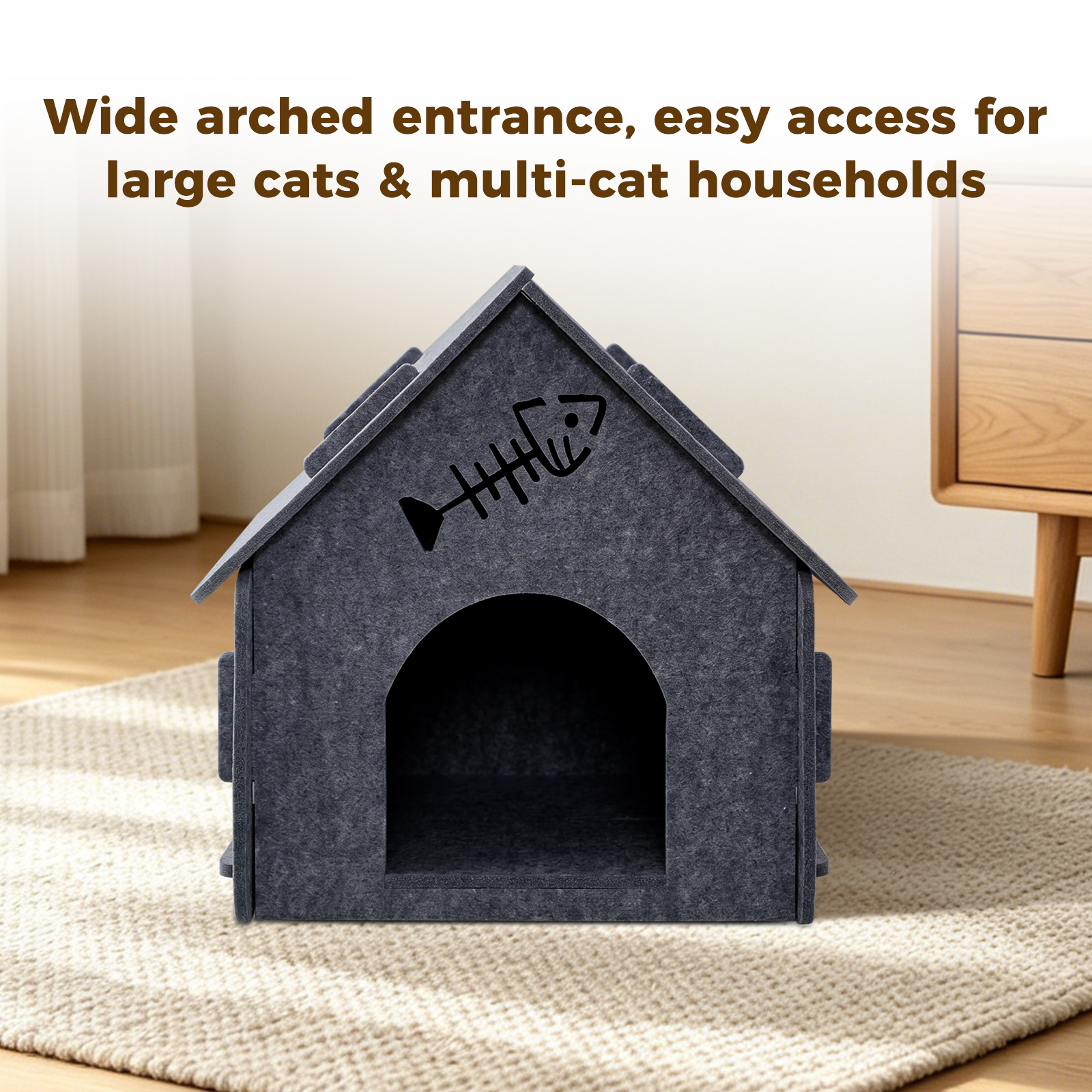 Casa de Ratón Desmontable en Tela, Estilo Cabaña Adorable para Gatos Pequeños y Medianos, Escondite Cómodo para Mascotas en Interiores — imagen 4