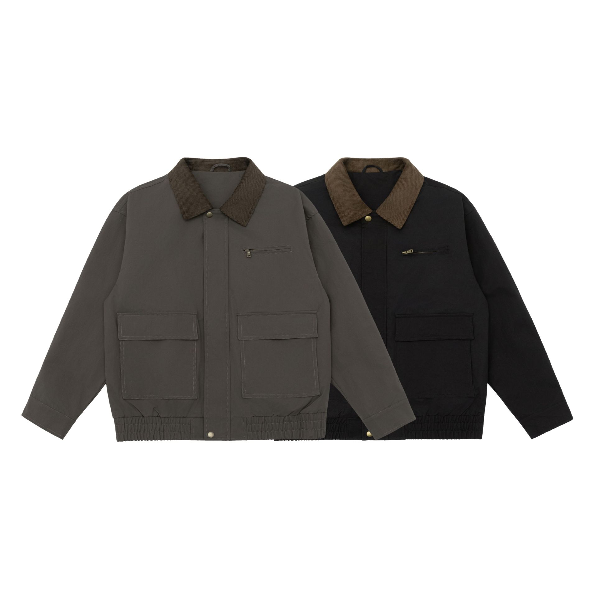 Workwear Style Corduroy Patchwork Notch Lapel Loose Hunting Jacket — image 6