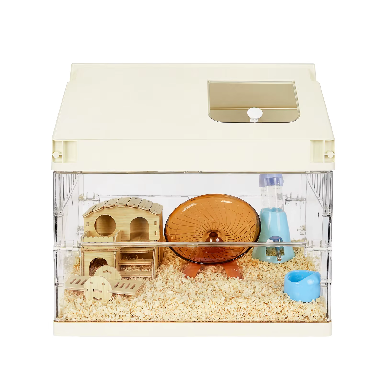 Kit de Caja para Roedores Resistentes al Mordisqueo - Entorno Grande para Conejo de Paja, Chinchilla, Erizo, Rata y Ratón con Plataforma, Rueda, Botella de Agua, Escondite y Tazón - Dimensiones: 45.2×31.4×44.1cm — imagen 7