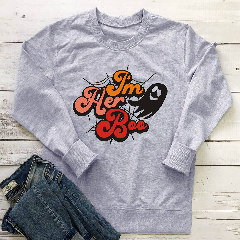 IM HER BOO letter spider web printed hoodie — image 2