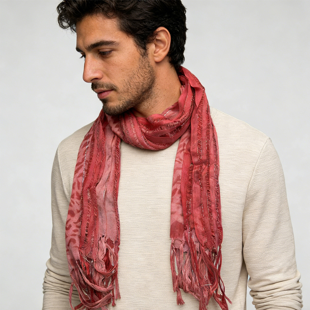2 bufandas largas boho, bufanda de leopardo rosa con hilos metálicos, para vacaciones, vida diaria, fiestas nocturnas, apropiada para la oficina, sutil, para mujeres y hombres, para outfits casuales — imagen 1