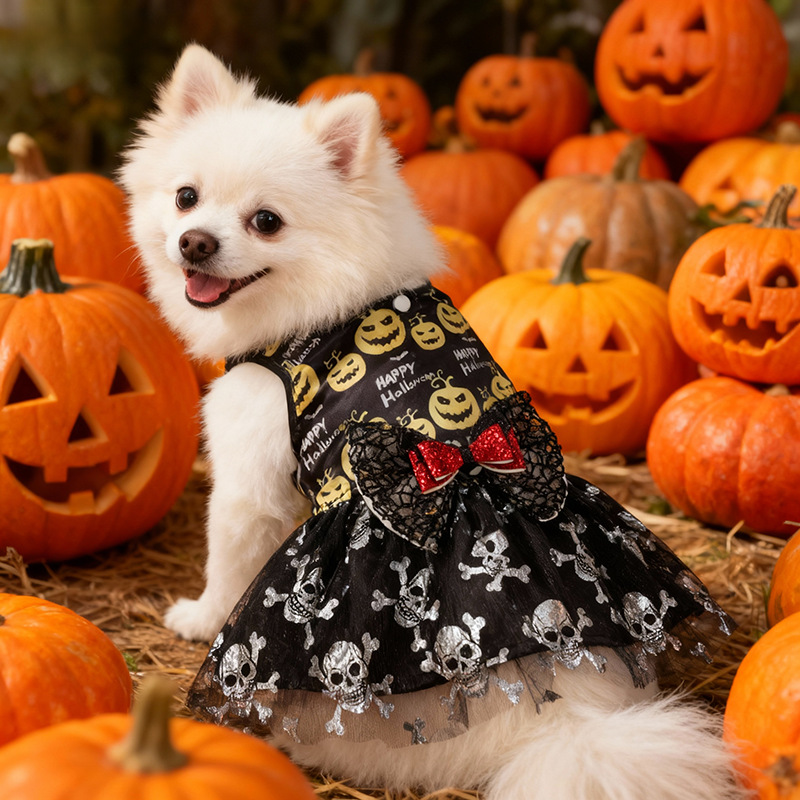 Halloween Pet Dog Cat Costume Mesh Pumpkin Dress for Medium and Small Dogs — image 3