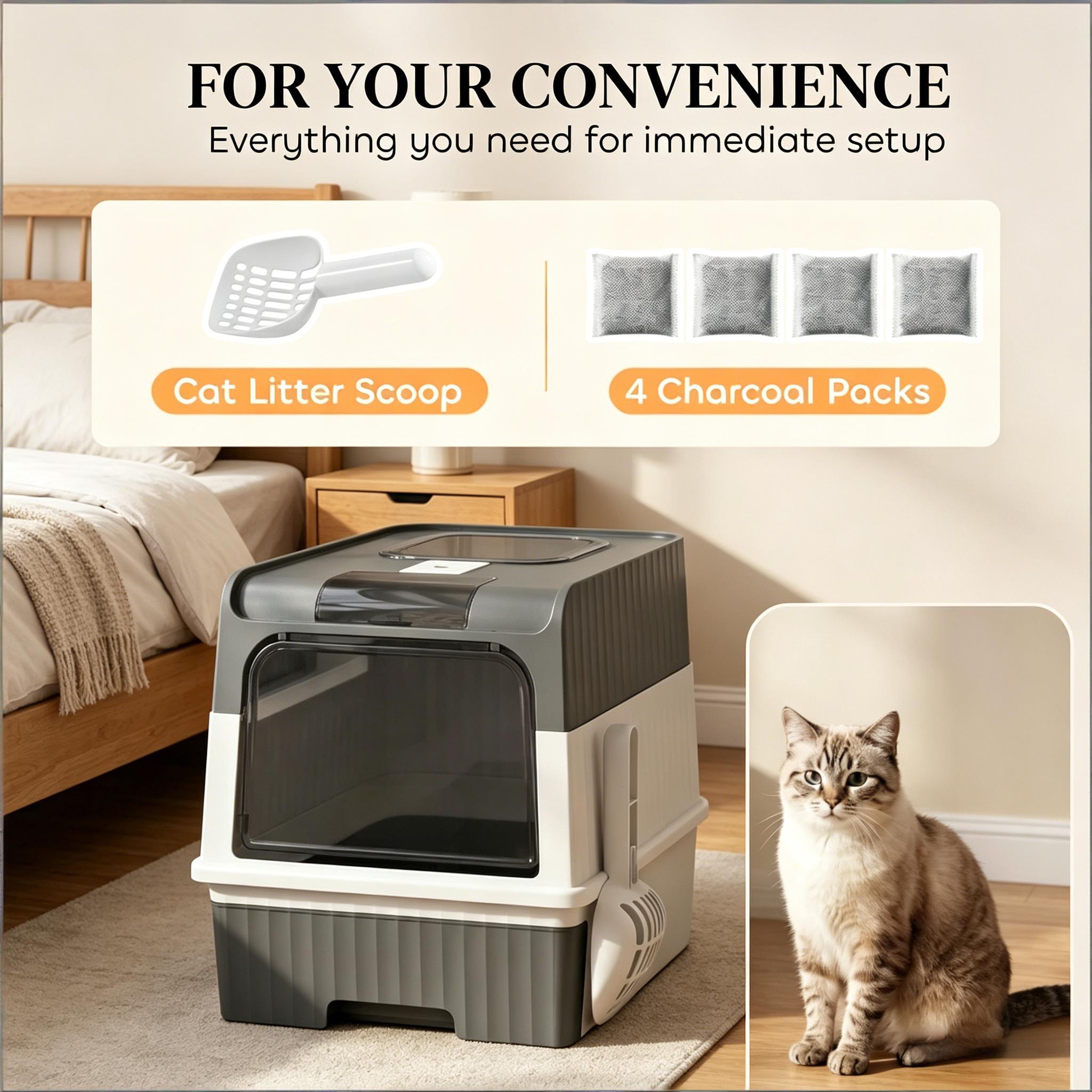 Compact Cat Litter Box, Fully Enclosed Litter Box, Pet Litter Box — image 6