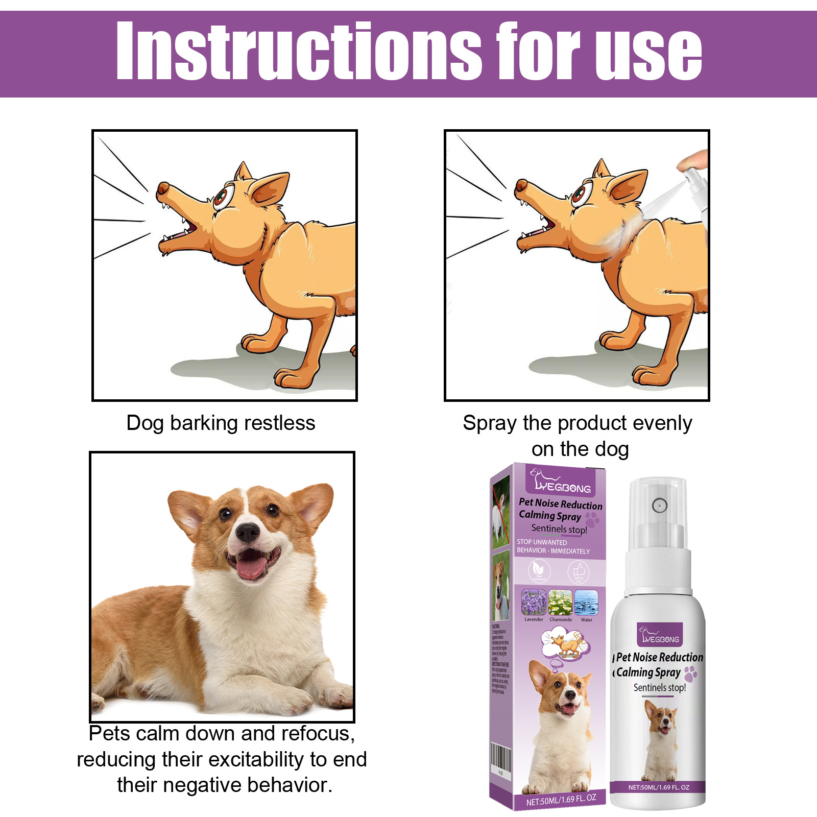 Spray de Reducción de Ruido para Mascotas Yegbong - Calma y Soberna a tu Compañero con Aceites Esenciales — imagen 7