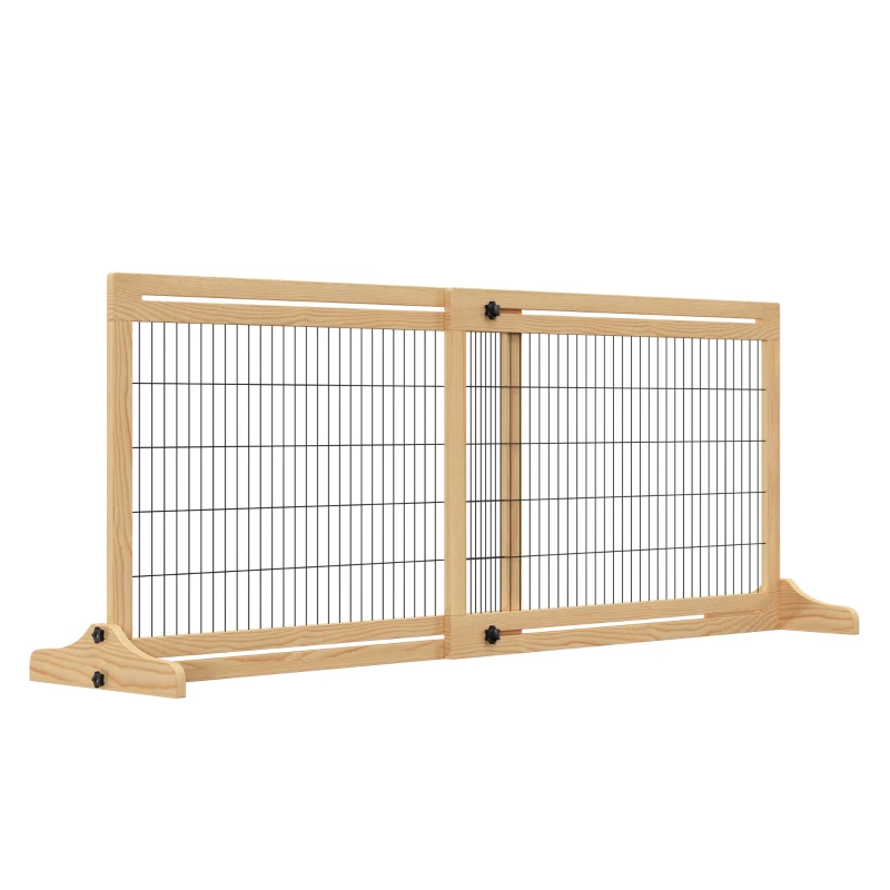 Extra Wide Freestanding Pet Gate With Adjustable Length Dog, Cat, Barrier For House, Doorway, Hallway, Natural — imagen 10