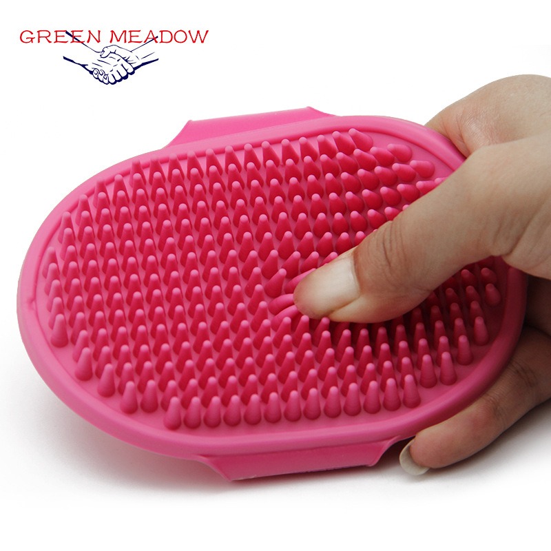 Pincel de baño para mascotas con masaje en silicona, peine de champú ajustable con anillo de goma — imagen 2