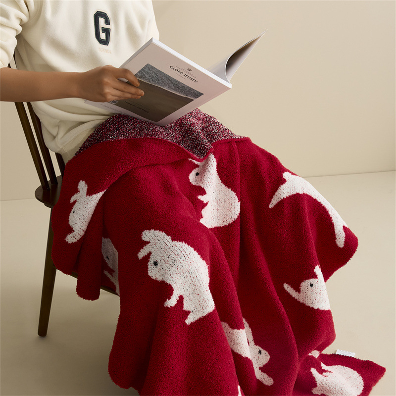 New Year Rabbit Blanket Sofa Blanket Scarf — image 1