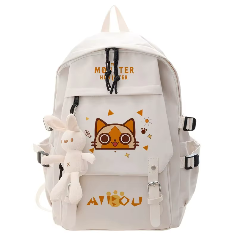 Mochila de Anime Monster Hunter con Gato para Adolescentes, Mochila Escolar para Estudiantes, Bolsa de Libros con Bolsillo para Niñas y Niños — imagen 2