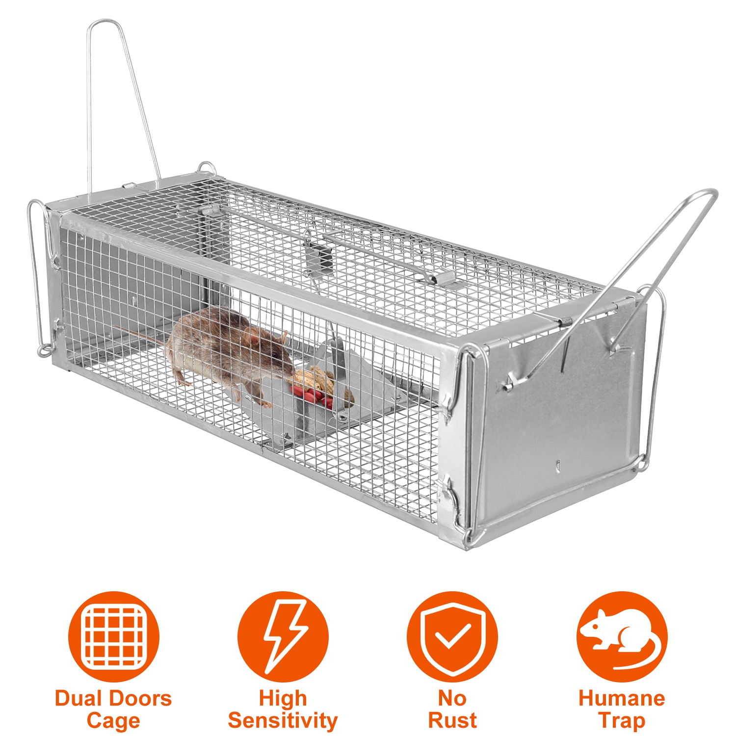 Cage de Rat con Dos Puertas Humano, Trampa para Roedores con Malla Densa y Electroplating de Zinc — imagen 1