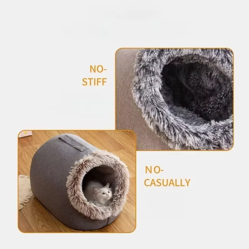 Pet House for Small Dog Cat Bed House Portable Enclosed Plush Pet Kitten Nest Winter Warm Soft Pet Cave Kennel Deep Sleep Sofa — image 5