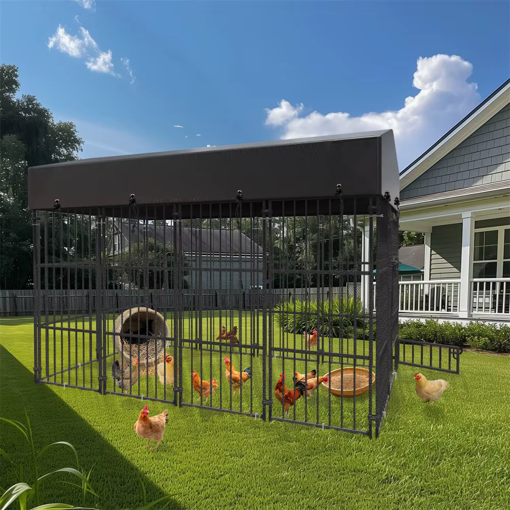 Cubo de Perro Resistente al Uso Intenso con Techo - Cárcel para Mascotas Metálica Exterior e Interior con Entrada Segura — imagen 4