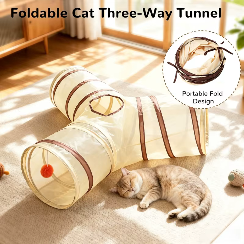 Cats Tunnel Foldable Pet Cat Toys Kitten Pet Training Interactive Fun Toy Tunnel Bored For Puppy Kitten Rabbit Play Tunnel Tube — image 1