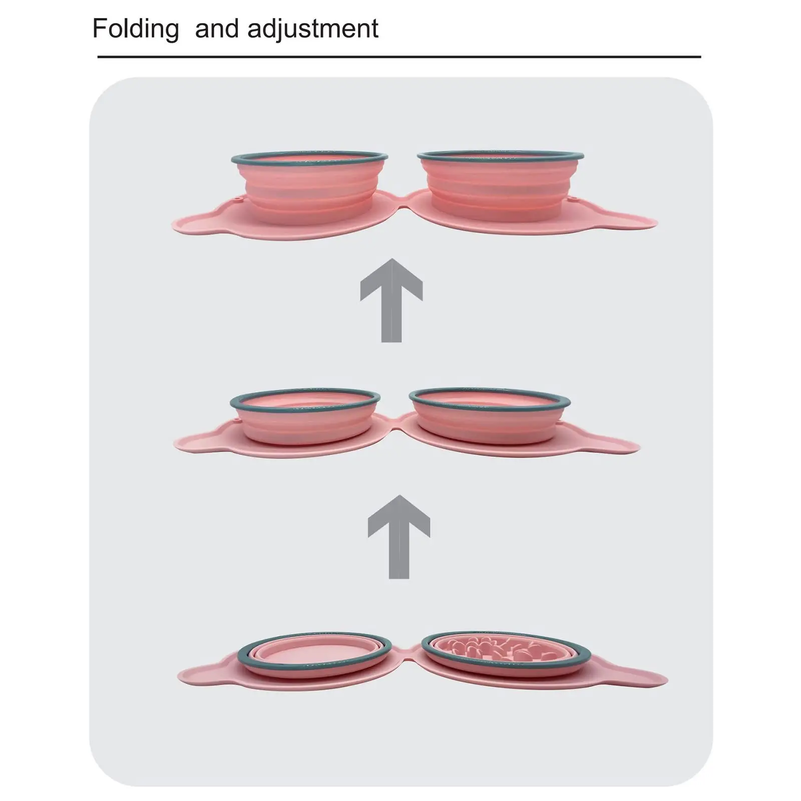 Collapsible Silicone Double Dog Bowl, Travel Dog Bowl, Collapsible Slow Feeder Bowl, Spill and Anti-Flip Mat — imagen 3