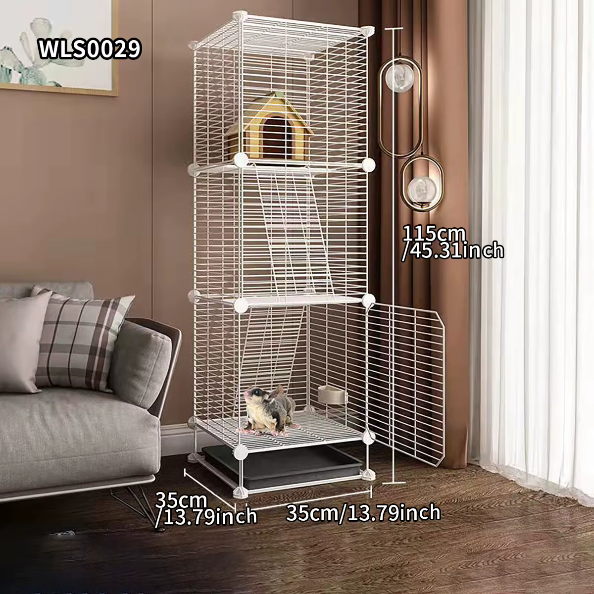 Caja para Pequeños Animales para Uso en Casa, Ahorradora de Espacio con Letrina, Caja Grande para Conejos, Caja para Glider y Ardilla con bandeja — imagen 6
