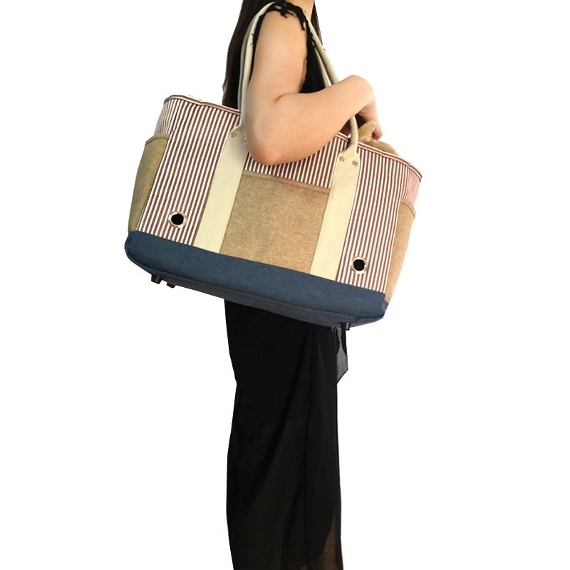 Outdoor Shoulder Handheld Striped Pet Bag Out Of The Bag Summer Portable Handheld Cat Bag — image 4