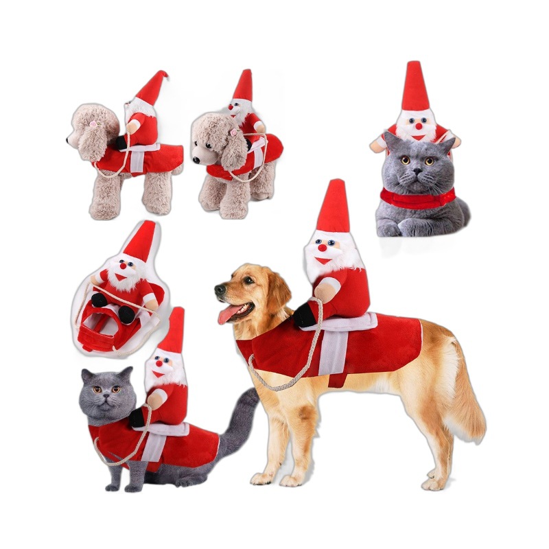 Pet Dog Clothes Cat Accessories Horse Riding Costume Santa Claus Dog Outfit Funny Cat Halloween Costume Transformation Wear — image 4