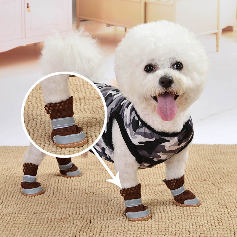 Summer Breathable Non-Slip Pet Shoes Reflective Mesh Hollowed Out Comfortable Than Bear Small Dog Foot Cover Dog Supplies — image 2