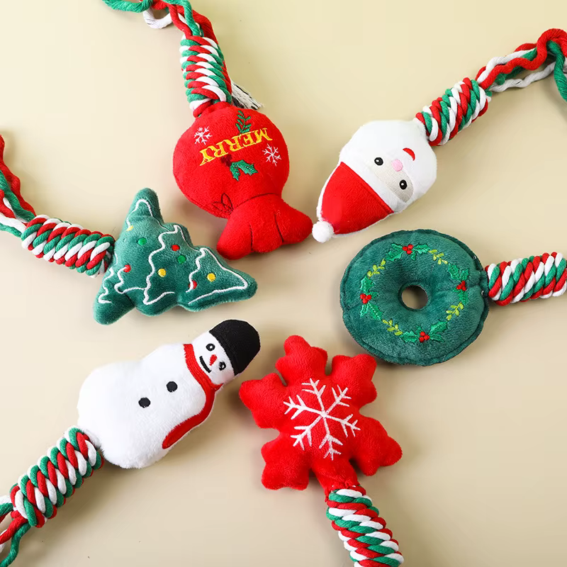 Interactive Dog Chew Toy - Cotton Rope Squeaky Knot Molar Bite Toy Funny Cute Puppy Squeakey Chew Stick Pet Supplies — image 5