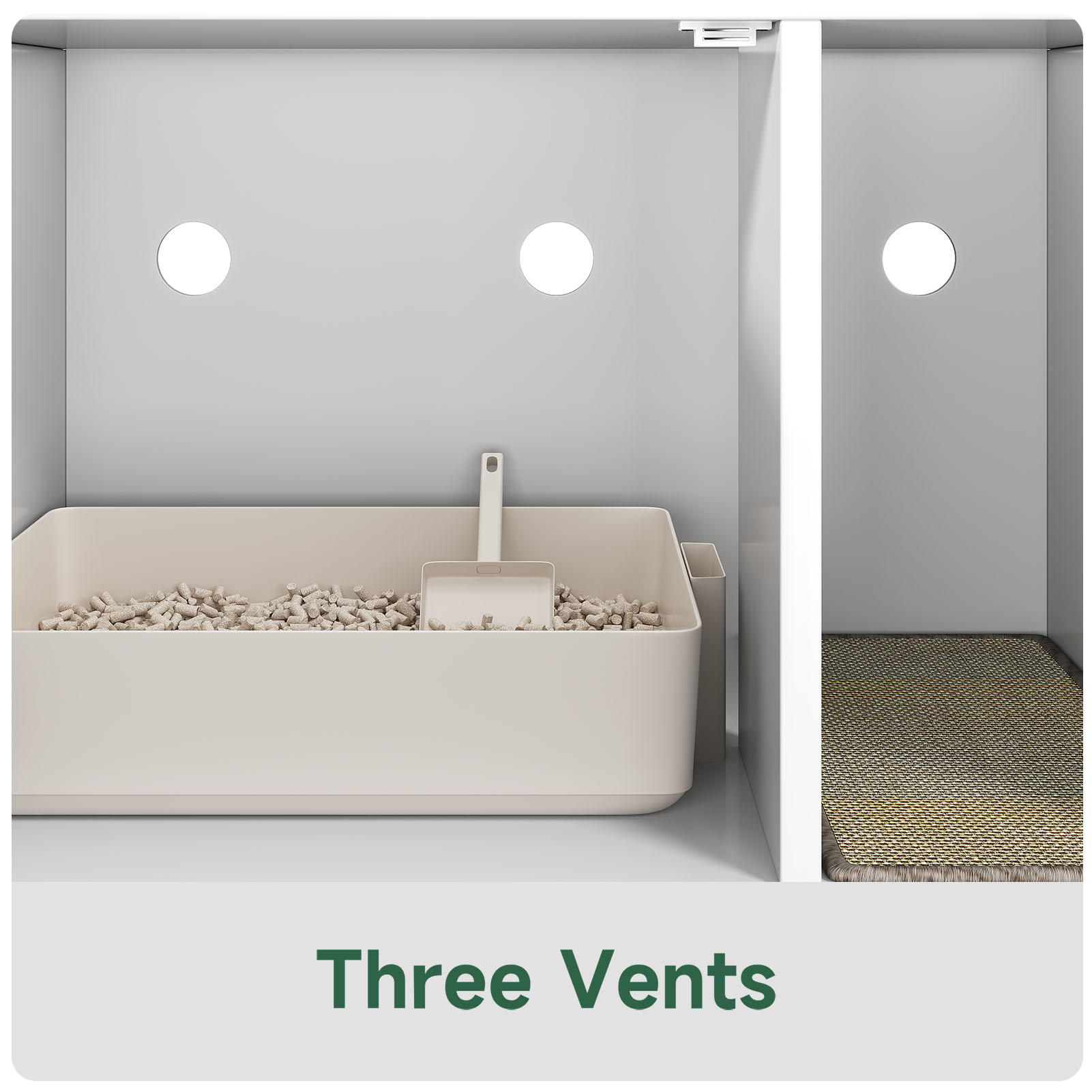 Caja de Limpieza para Gatos Multifuncional de Diseño Blanco Moderno Casa para Gatos con Lavabo y Mesa de Sílabo para Dormitorio y Salón — imagen 26