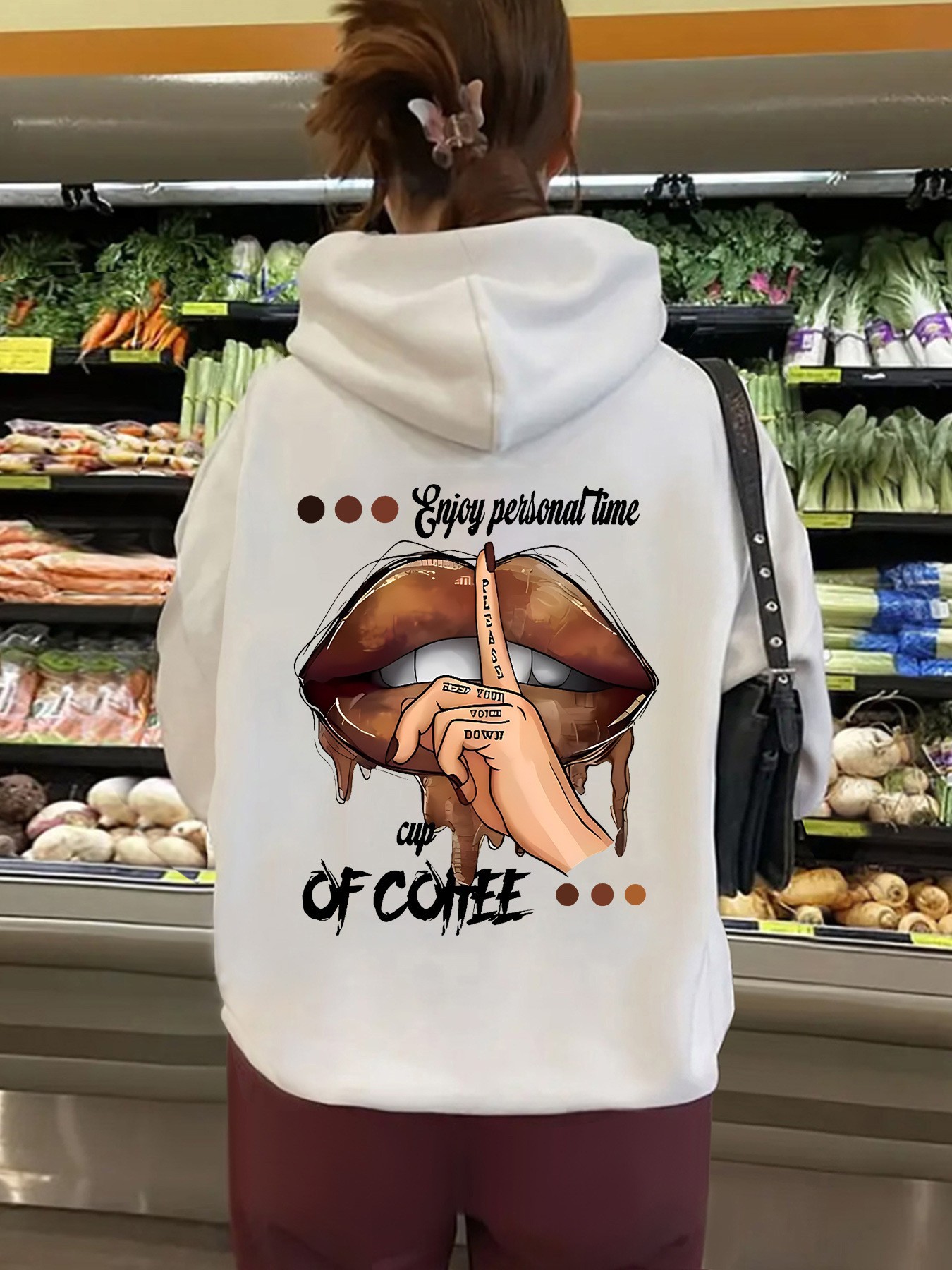 Women's Hooded Long Sleeve Fleece Sweatshirt with Kangaroo Pocket and Print Design — image 9