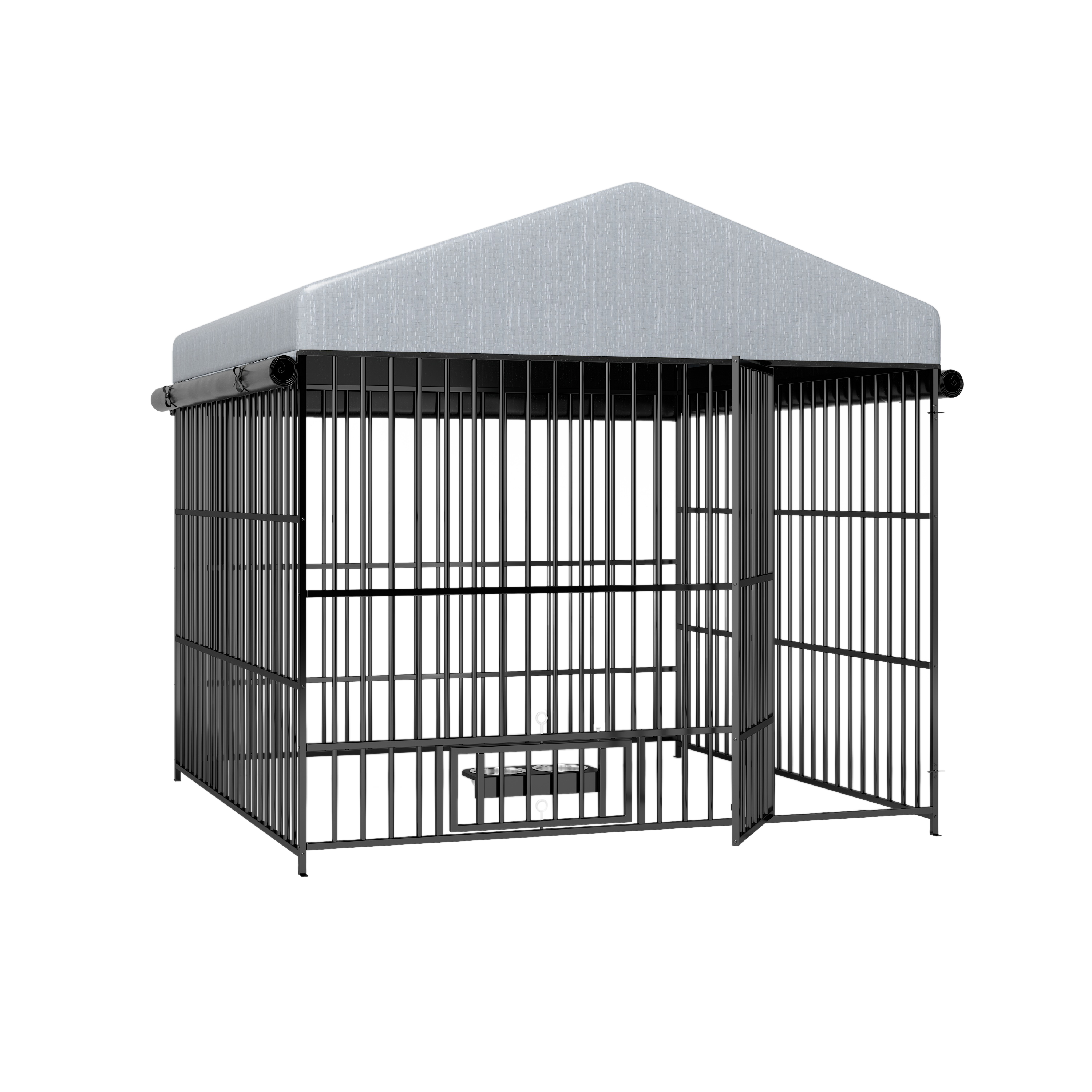 Large Dog Kennel Outdoor Pet Pens Dogs Run Enclosure Animal Hutch Metal Coop Fence With Roof Cover 6.6 L X 6.6 W X 6.4 H — imagen 5