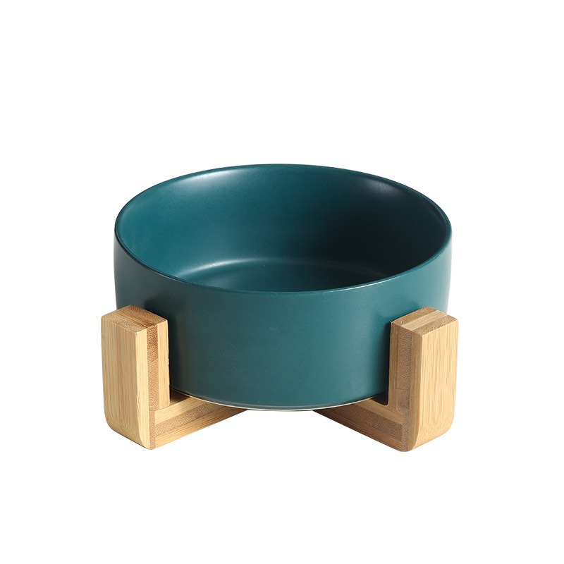 New Cute Pet Cat Bowl, Cat Basin, Ceramic Bowl, Drinking Water, Feeding, Non Slip Belt, Wooden Frame, Anti Overturning — image 6