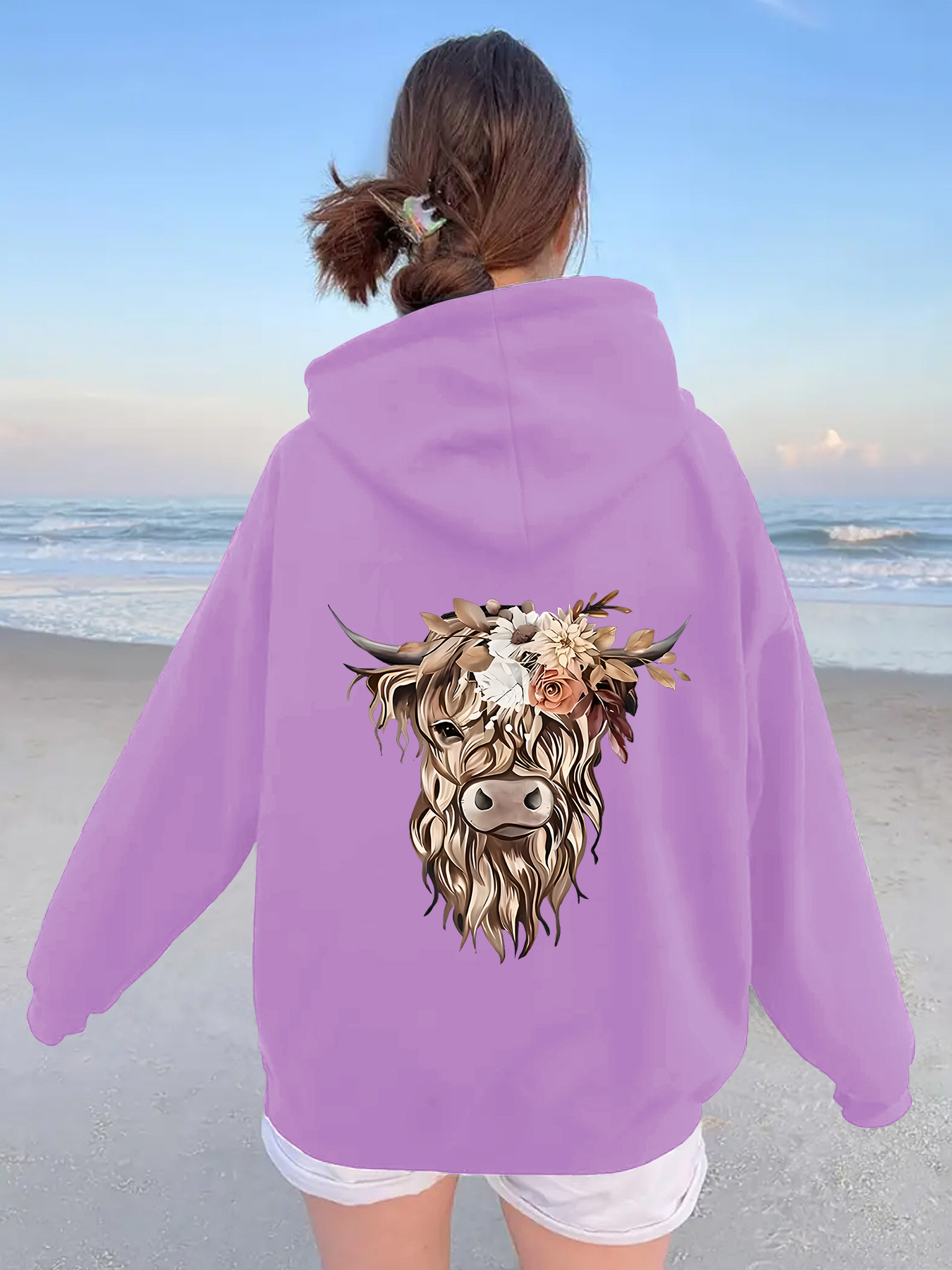 Flower Cow Head Printed Hoodie — image 14