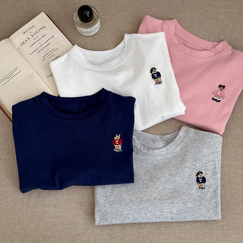 Children's Long Sleeve T-Shirt with Embroidery Bear Design — image 4
