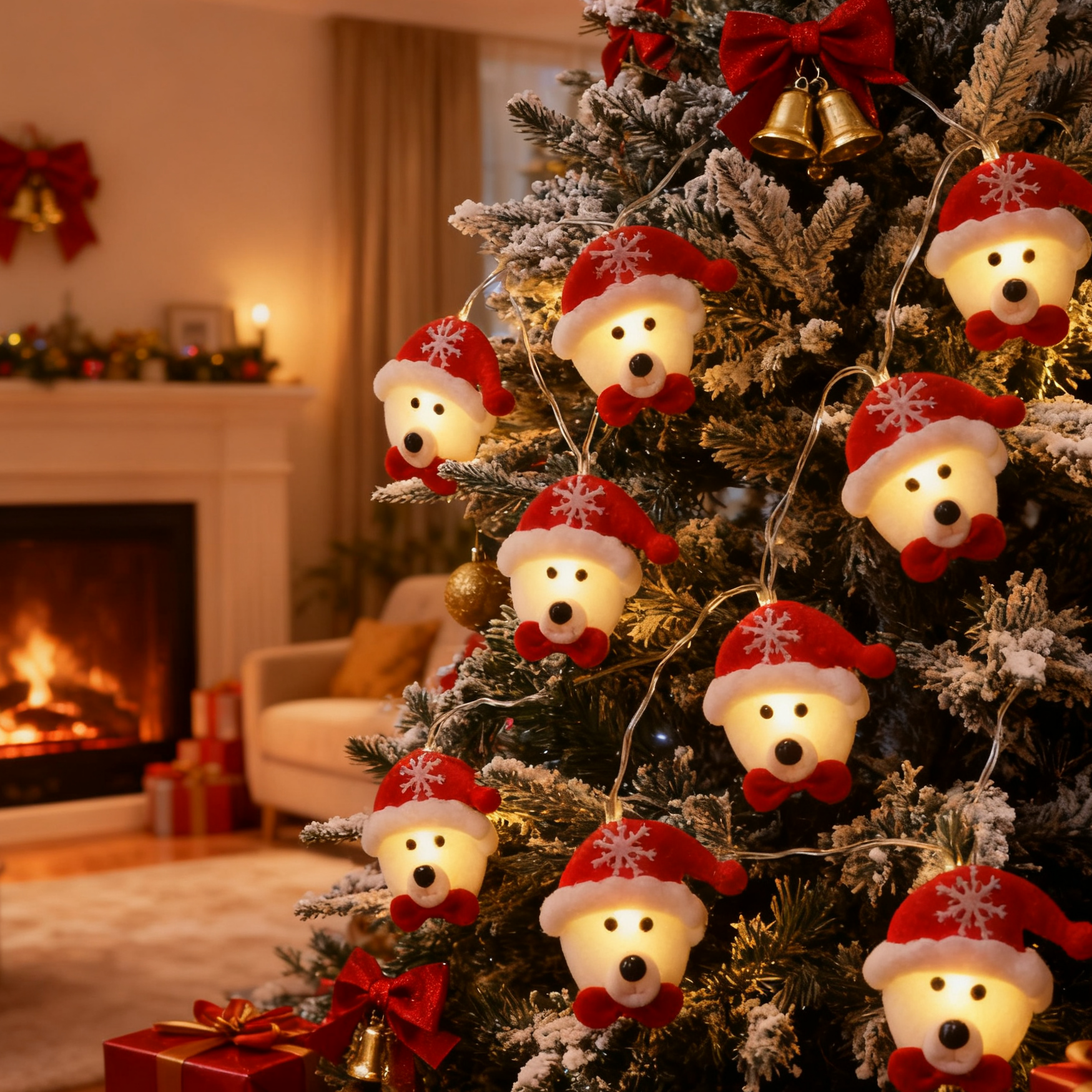 Non woven teddy bear Christmas light LED string — image 2